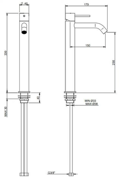 40MM - Countertop 1 hole stainless steel washbasin mixer by Rubinetterie Treemme - view 3